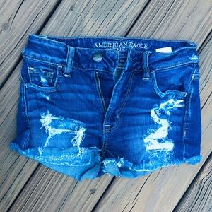 AEO jean shorts dark blue with rips